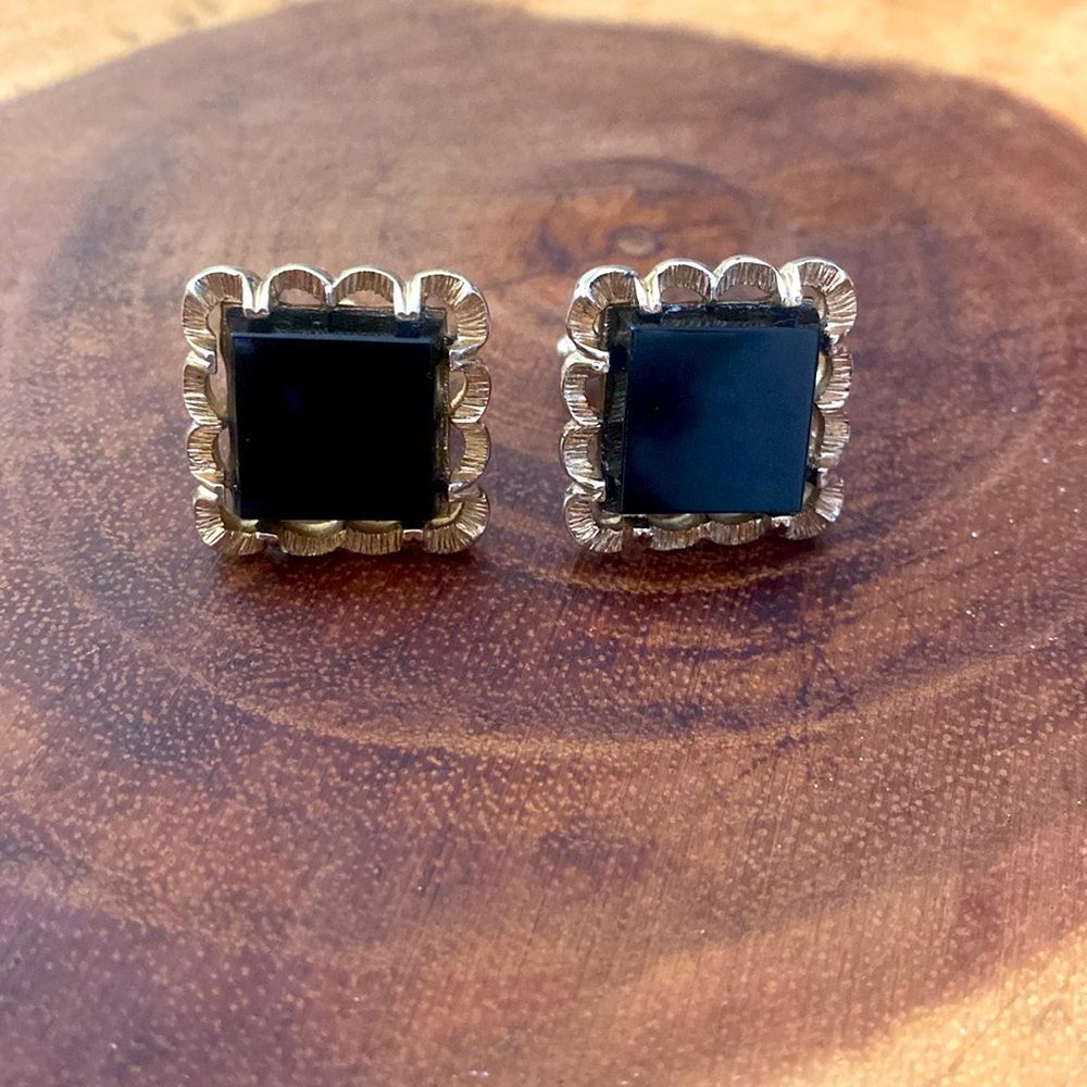 Vintage MCM Mod onyx silver cuff links